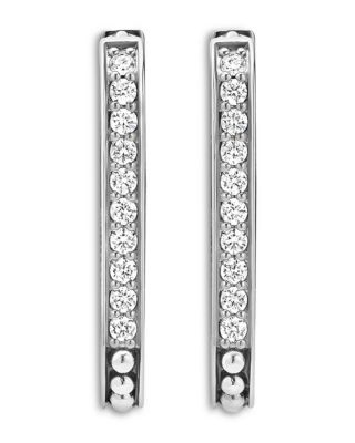 14K Yellow Gold &amp; Sterling Silver Caviar Spark Diamond Small Oval Hoop Earrings