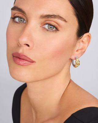 14K & 18K Yellow Gold & Sterling Silver Signature Caviar Interlocking Small Hoop Earrings