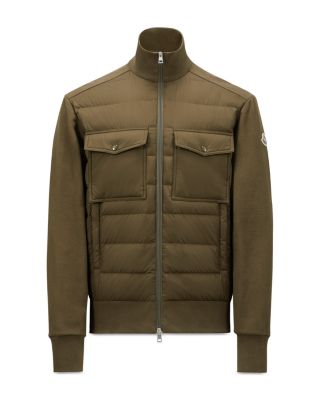 Moncler quilted down and knit cardigan online