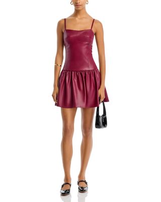 Aqua Faux Leather Sleeveless Mini Dress - Exclusive