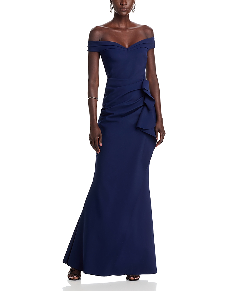 Chiara Boni La Petite Robe Radoslava Off The Shoulder Bodycon Gown -100% Exclusive In Navy