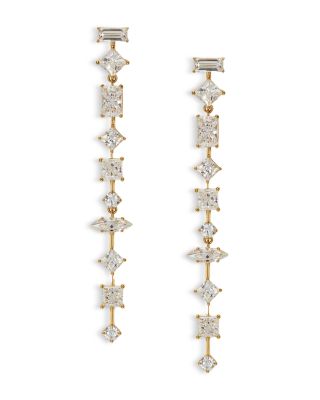 Nadri Rare Jewels Cubic Zirconia Linear Drop Earrings 18K Gold Plated