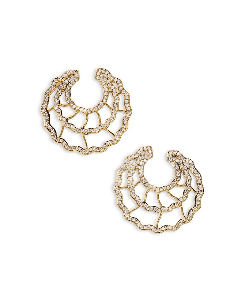 Nadri Cubic Zirconia Pave Juno Triple Circle Statement Earrings In Gold