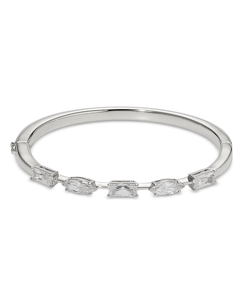 NADRI RARE JEWELS CUBIC ZIRCONIA BANGLE BRACELET IN RHODIUM PLATED