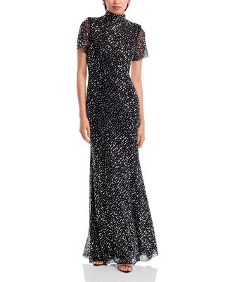 Self-Portrait - Rhinestone Mesh Maxi Dress