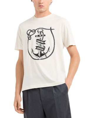 Emporio Armani Pure Cotton Jersey Tee With Embroidered Anchor Logo