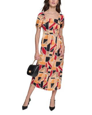 Karl Lagerfeld Printed Puff Sleeve Dress