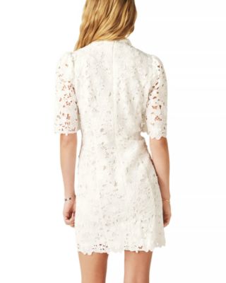 bloomingdales white lace dress Aqua Bloomingdales Dress Womens M White Lace Sleeves Lined Wedding NWT