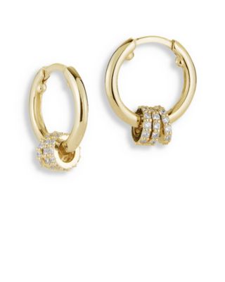 Aqua Pave Triple Ring Hoop Earrings - Exclusive