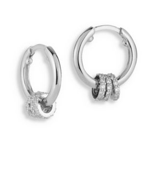 Aqua Pave Triple Ring Hoop Earrings - Exclusive