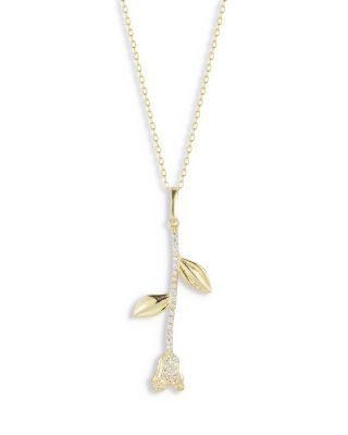 AQUA - Pav&eacute; 3D Rose Pendant Necklace, 16"-17.5" - Exclusive