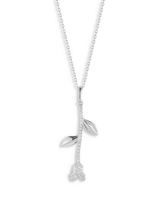 Aqua Pave 3D Rose Pendant Necklace, 16-17.5 - Exclusive