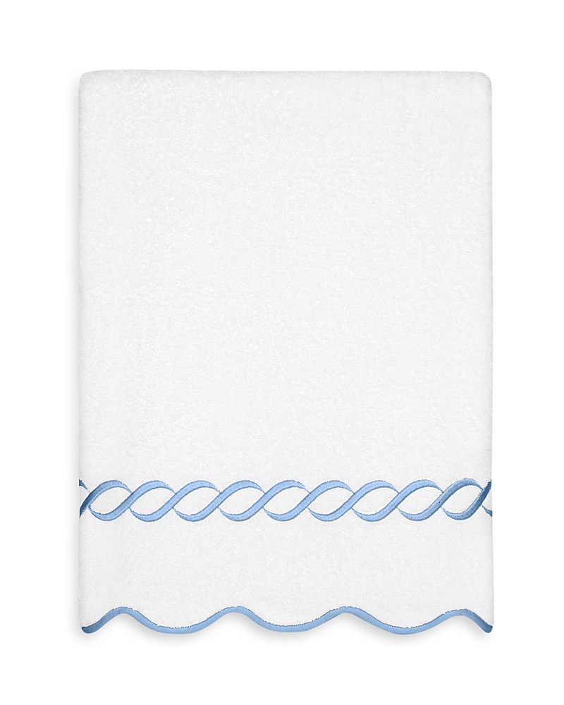 Pratesi Cotton Treccia Bath Sheet In White/medium Blue