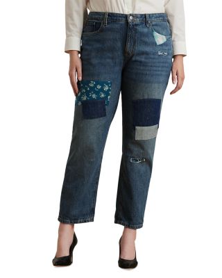 Ralph Lauren - Plus Patchwork Boyfriend Ankle Jeans in Dusk Indigo