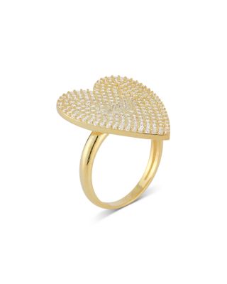 Pav&eacute; Heart Ring in 14K Gold Plated Sterling Silver - Exclusive