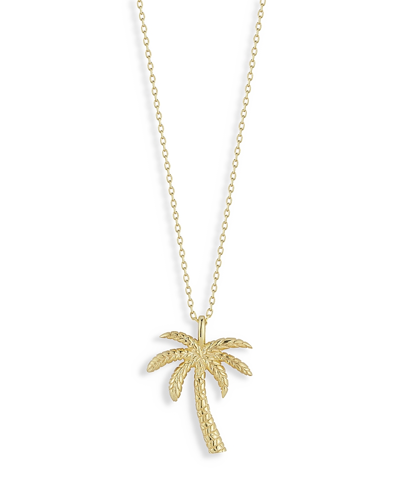 Aqua Palm Tree Pendant Necklace, 15-17 - Exclusive