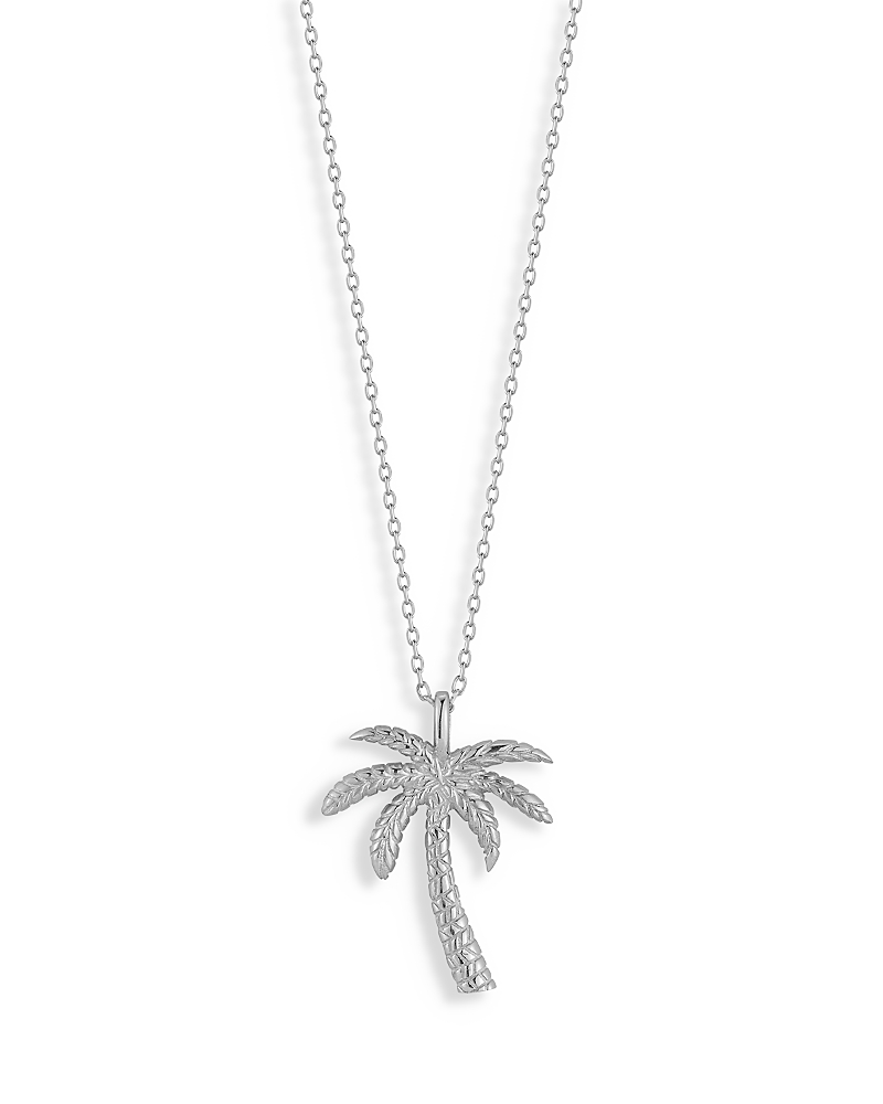 Aqua Palm Tree Pendant Necklace, 15-17 - Exclusive