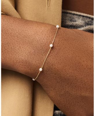 Gold Pearl Bracelet - Gold Pearl Station Bracelet