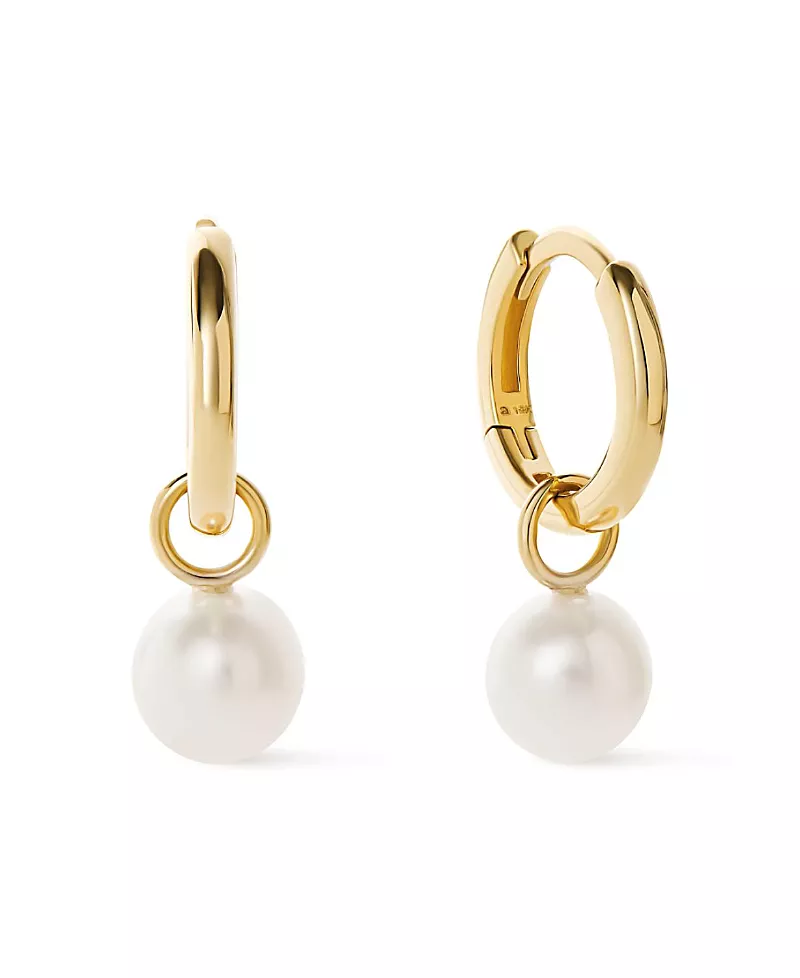 Ana Luisa - Small Gold Hoop Earrings - Gold Pearl Hoops
