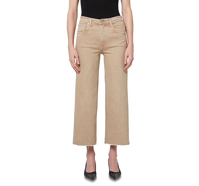 Citizen Of Humanity Citizens Of Humanity Lyra Raw Hem Ankle Wide Leg Jeans In Porcini
