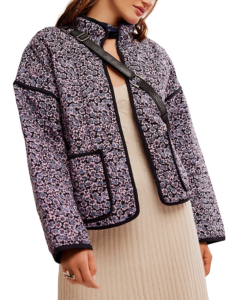 Free People Chloe Floral Print Jacket In Midnight