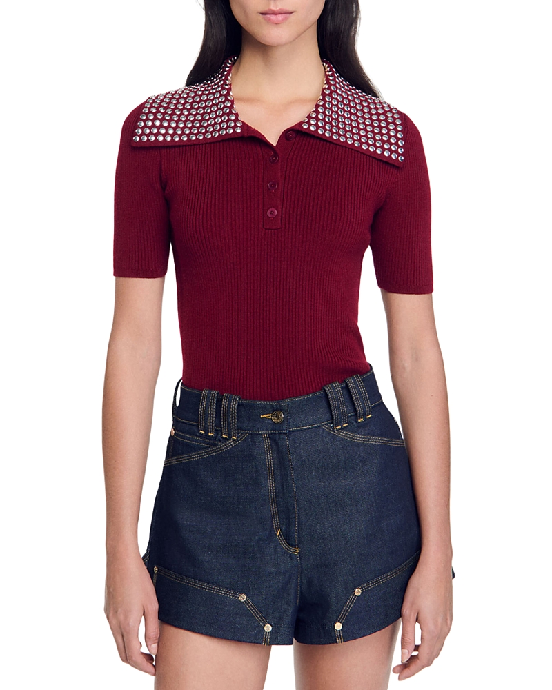 Sandro Elvis Sweater In Bordeaux