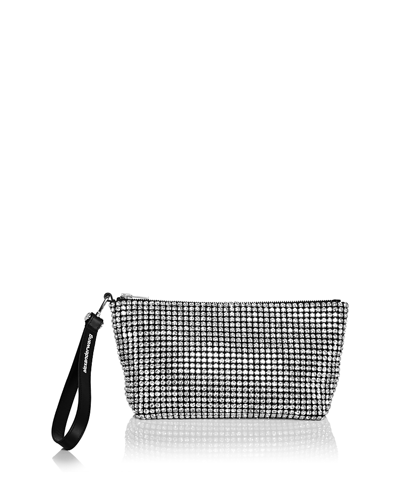 Alexander Wang Heiress Zip Wristlet In Silver