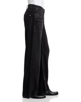 Featherweight Logan High Rise Wide Leg Jeans in Jet Black