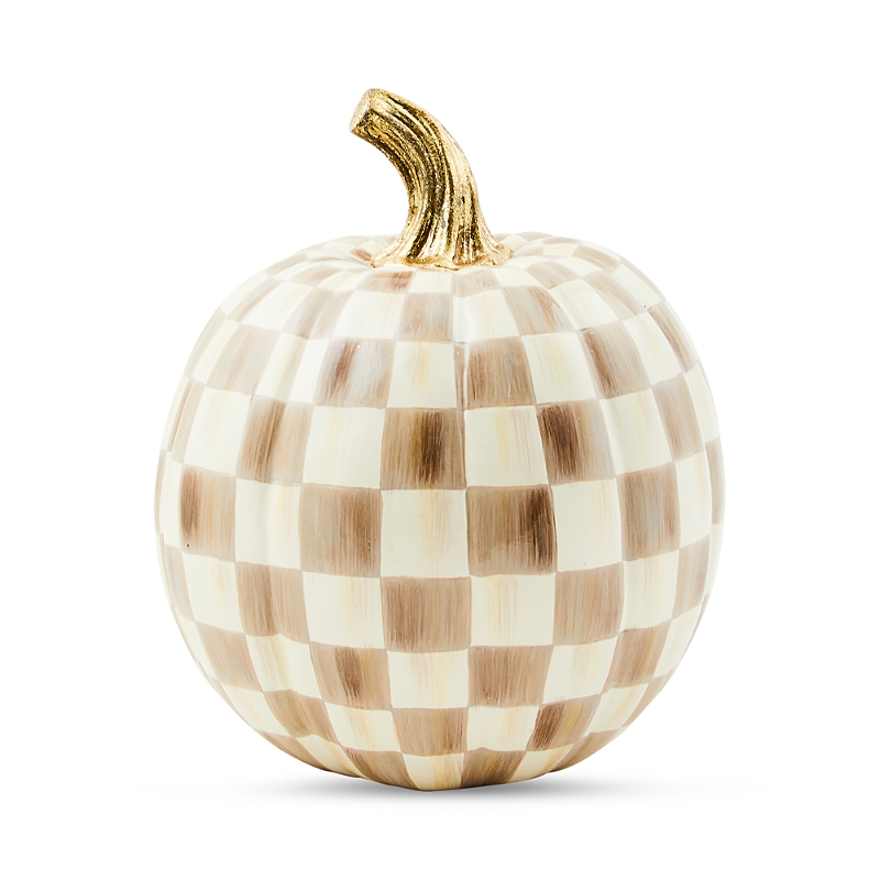 Mackenzie-childs Mocha Check Small Pumpkin In Multi
