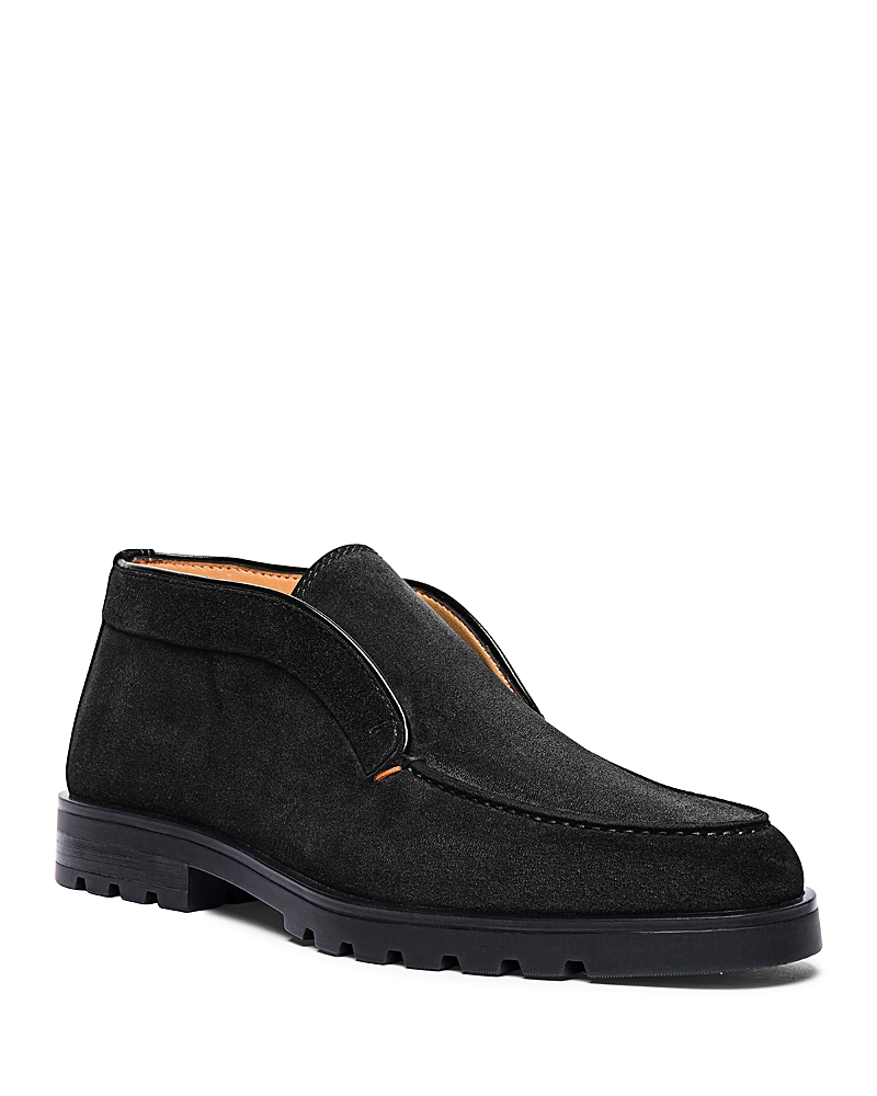 Santoni Suede Elasticized Boots Rubber Sole In Black