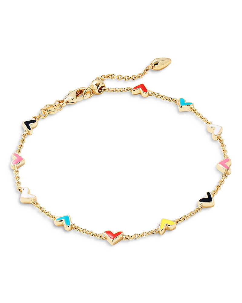 Kendra Scott 14k Gold-plated Color Heart Adjustable Link Bracelet In Gold/multi Mix