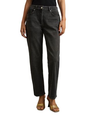 REISS - Selin High Rise Straight Ankle Jeans in Washed Black