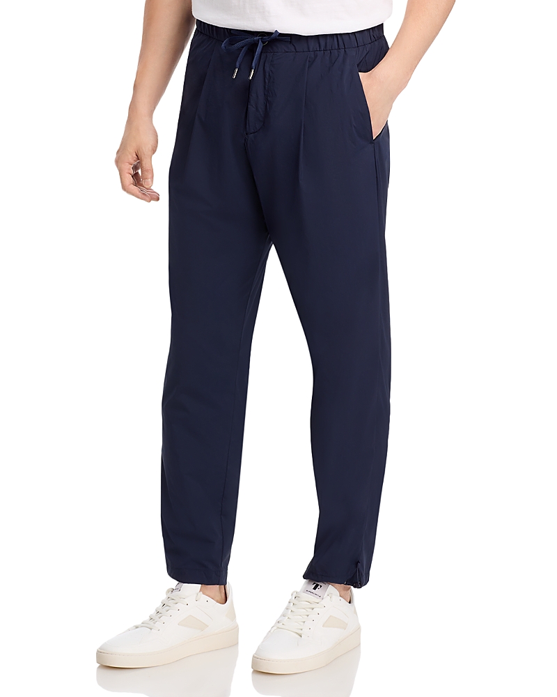 Herno Nylon Stretch Slim Fit Pleated Pants In Navy