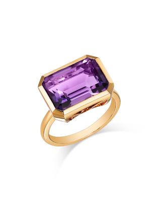 Bloomingdale's Fine Collection - Amethyst Emerald Cut Horizontal Bezel Statement Ring in 14K Yellow Gold