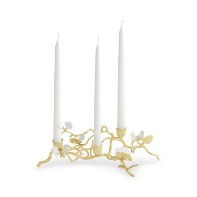 Butterfly Ginkgo Gold Low Candleholders 