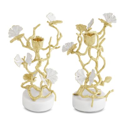 Michael Aram - Butterfly Ginkgo Gold Candleholders, Set of 2