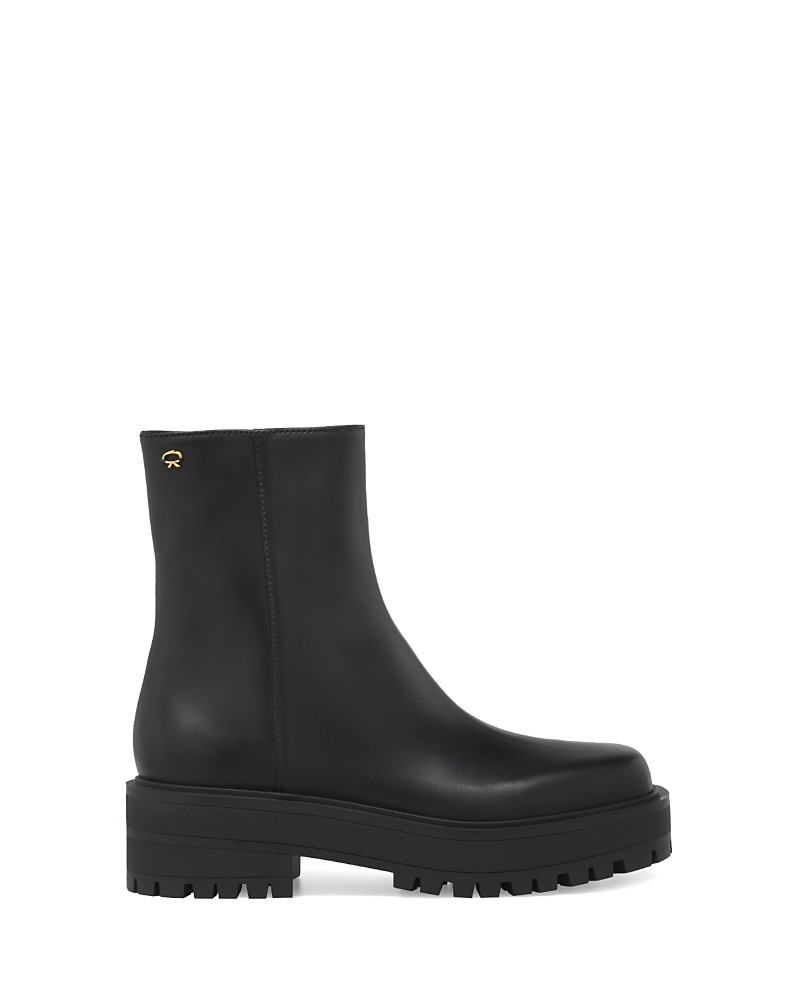 Gianvito Rossi Leather Square-toe Zip Booties In Black