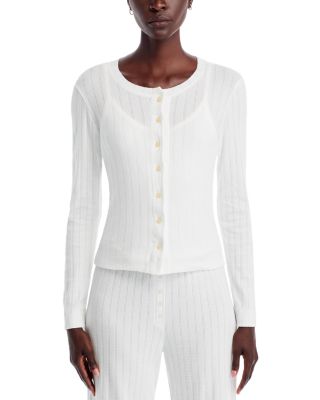 Pointelle Crewneck Cardigan