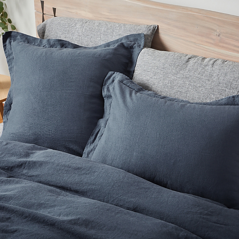 Coyuchi Relaxed Linen Standard Sham In Blue