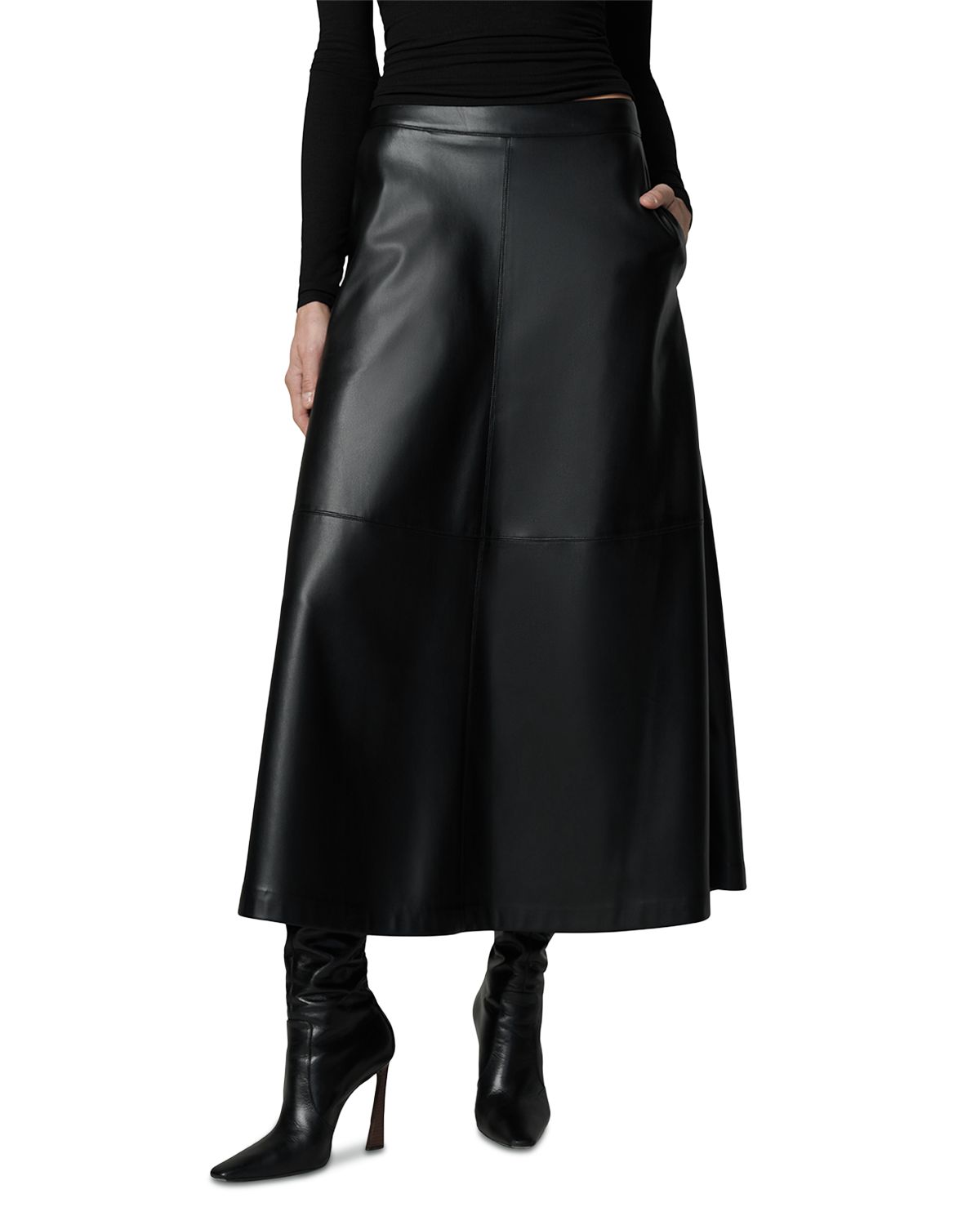x Dani Michelle The Tavi Faux Leather Maxi Skirt - angle 1
