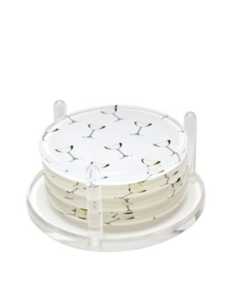 Tara Wilson Designs Drink Coasters White Wine Glass