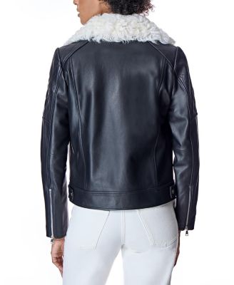 Leather Jacket with Shearling Collar