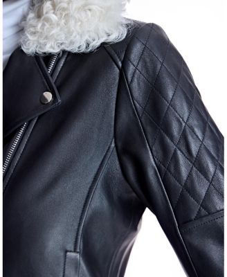 Leather Jacket with Shearling Collar