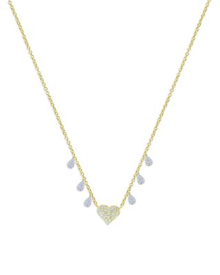 Meira T 14K White & Yellow Gold Diamond Pave Heart & Dangle Pendant Necklace, 18-20