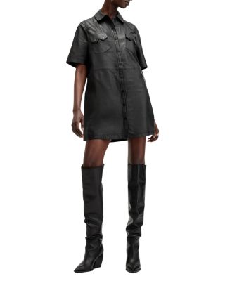 Rock Leather Shirt Dress