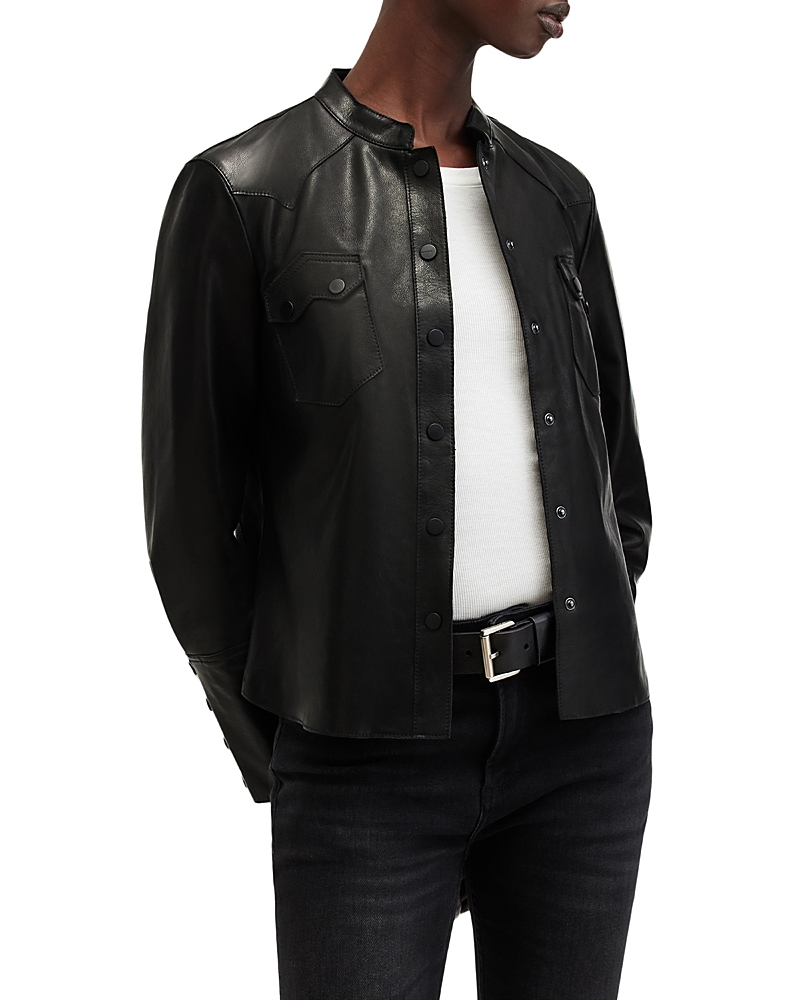 Allsaints Allsaint Rock Leather Shirt In Black