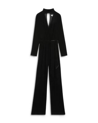 【海外限定】REISSジャンプスーツ☆Vera Velvet Belted Wide Leg Reiss Velvet Belted Wide Leg Jumpsuit in Black - REISS