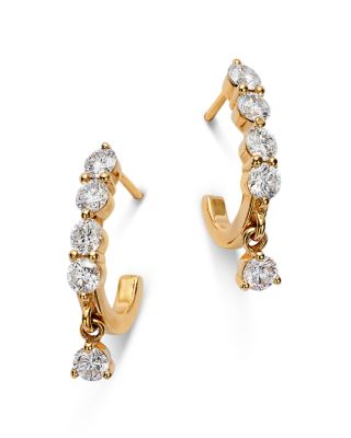 Moon & Meadow - 14K Yellow Gold Lab Grown Diamond Dangle Hoop Earrings