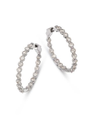 Bloomingdale's Fine Collection - Diamond Inside Out Medium Hoop Earrings in 14K White Gold, 4.50 ct. t.w.