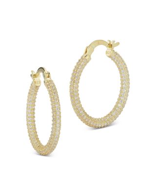 AQUA - Pav&eacute; Hoop Earrings in 14K Gold Plated Sterling Silver - Exclusive